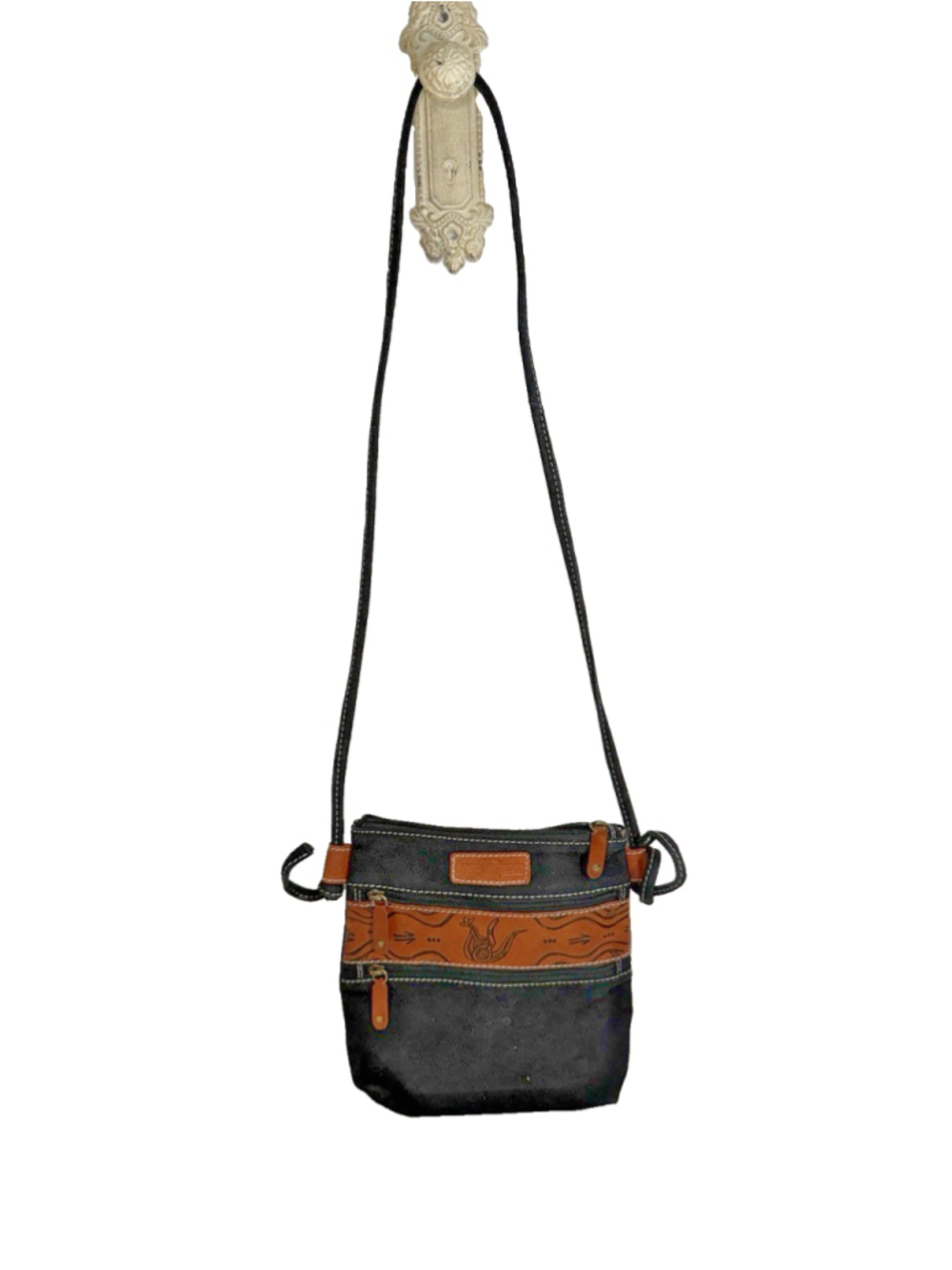 MURALAPPI JOURNEY Australian Leather TRIPLE ZIPPER Crossbody Shoulder Bag RARE